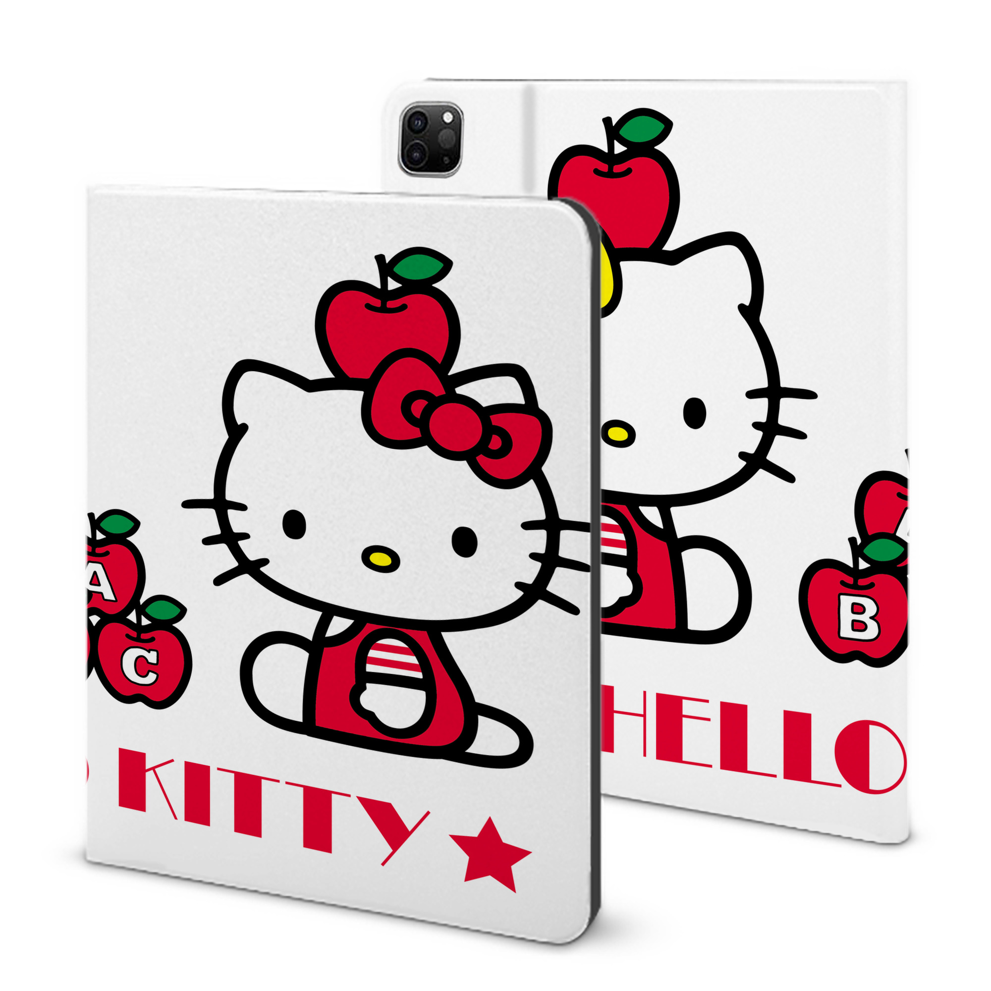 （画像用） Hello Kitty ハローキティ IPad ケース ブック型 PUレザー TPU 耐衝撃 軽量 薄型 ペン収納なし 全面保護 IPad 各モデル対応